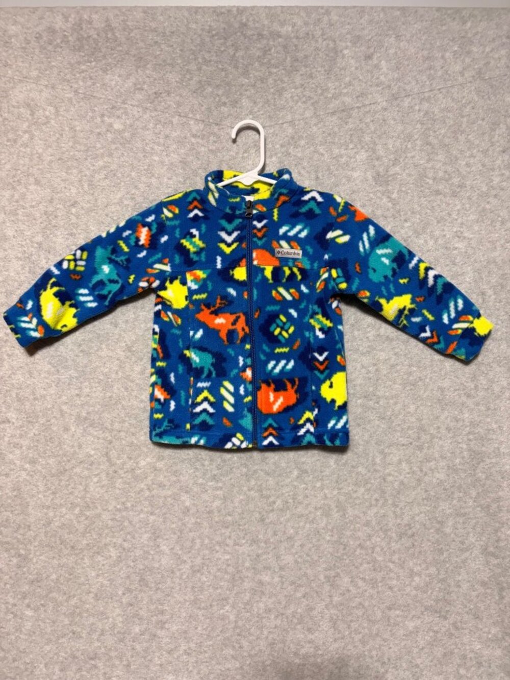 Columbia Fleece Jacket Toddler Size 18m-24m Blue Deer Buffalo Full Zip Zing III